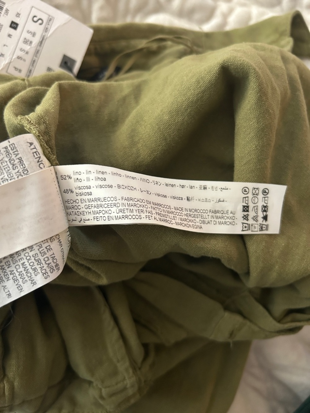 Zara Olive Green Linen Blend Knotted Jumpsuit - Picture 3 of 6